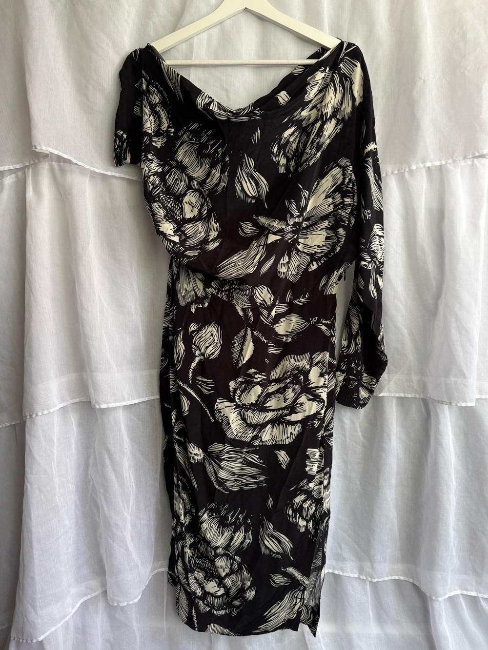 CAROLINA K Ayu Asymmetrical Floral Midi Dress - Picture 9 of 11